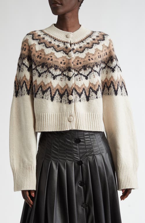 Shop Altuzarra Barnum Wool Blend Fair Isle Cardigan In Ivory Fair