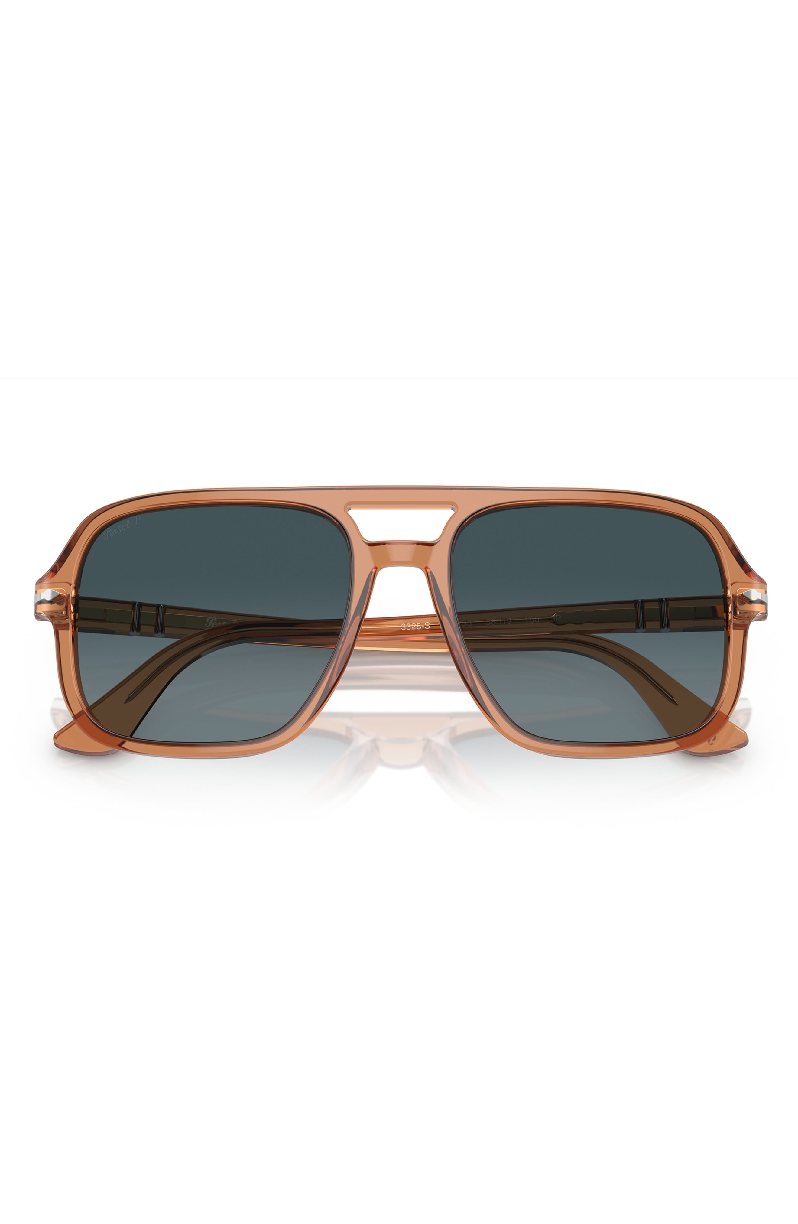 Persol 58mm Polarized Pilot Sunglasses In Transparent Brown/grey