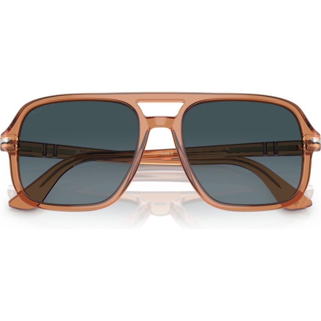 Persol 58mm Polarized Pilot Sunglasses In Transparent Brown/grey