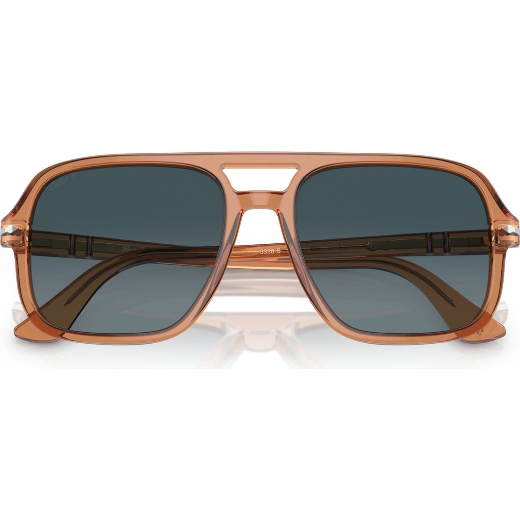 Persol 58mm Polarized Pilot Sunglasses In Transparent Brown/grey