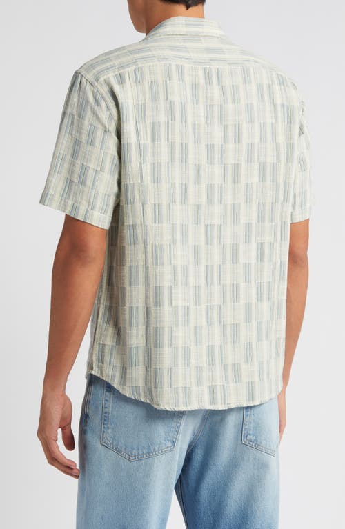 Shop Corridor Check Jacquard Short Sleeve Cotton Button-up Shirt In Blue