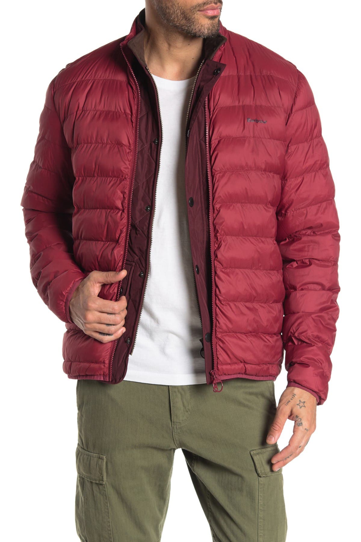 barbour red puffer jacket