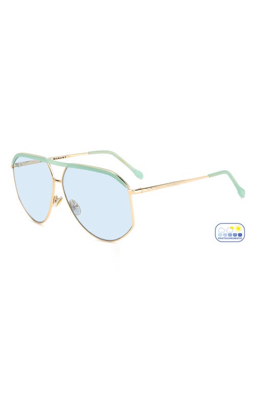 Shop Isabel Marant 64mm Oversize Aviator Sunglasses In Gold Green/azu Phtcromatic