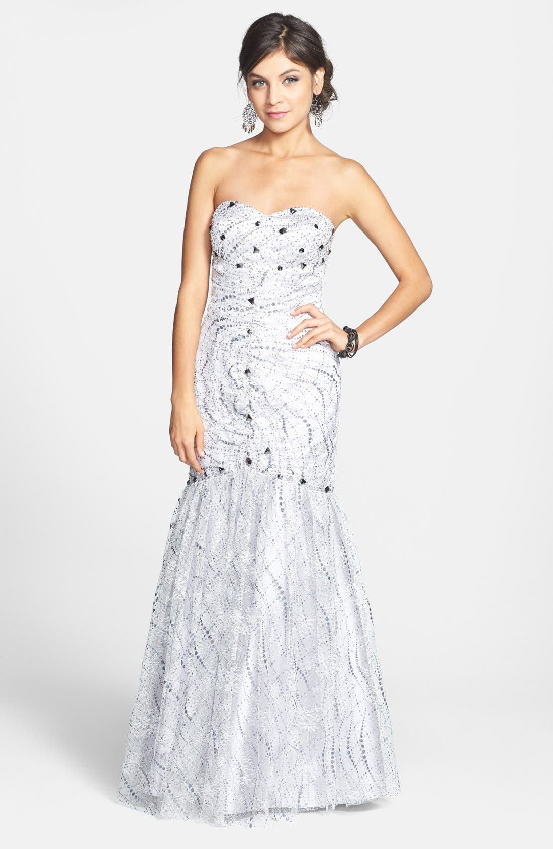 Jump Apparel Glitter Lace Trumpet Gown (Juniors) Only) Nordstrom