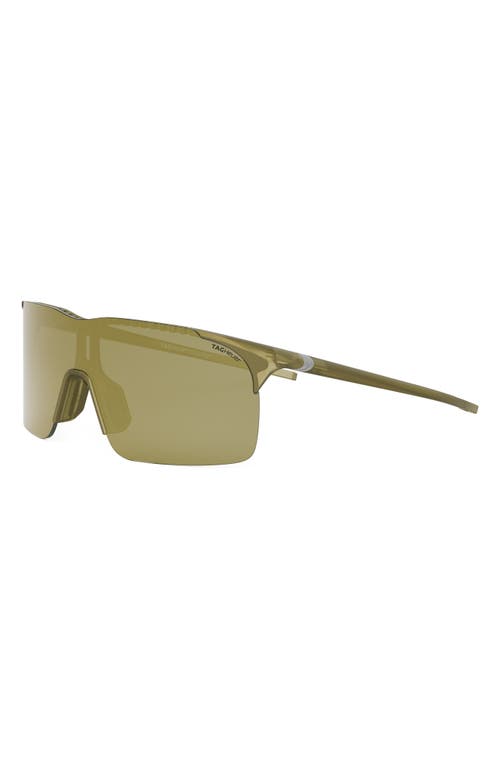 Shop Tag Heuer Vingt Sept 132mm Mirrored Mask Sunglasses In Matte Yellow/brown Mirror