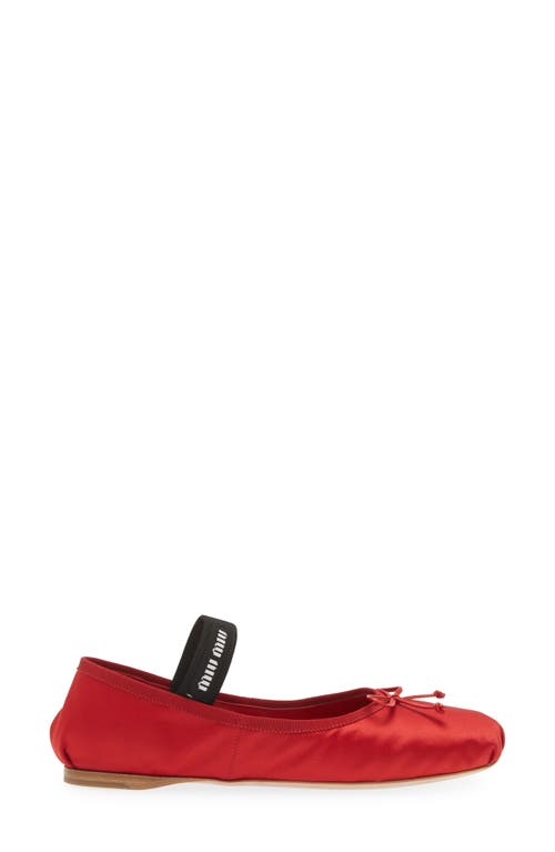 Shop Miu Miu Logo Strap Ballet Flat In Rosso