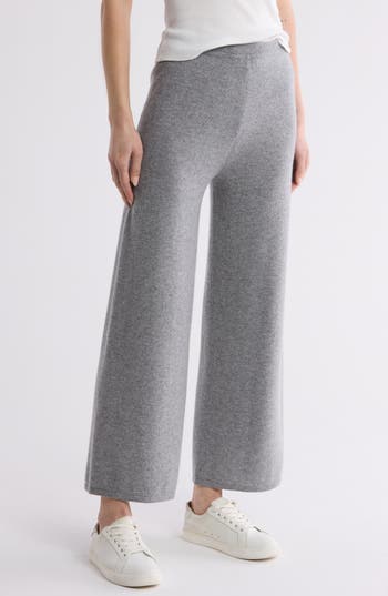 Theory Wide Leg Crop Cashmere Pants In Gray