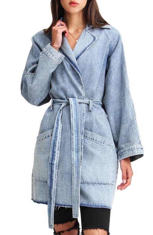 Shop Belle & Bloom Relaxed Boyfriend Trench Denim Jacket In Indigo