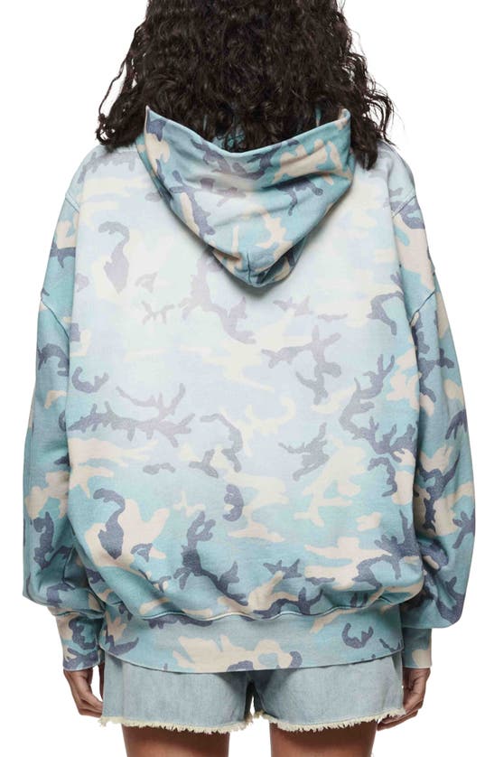 Shop Purple Brand Camo Print Cotton Hoodie In Blue Multi