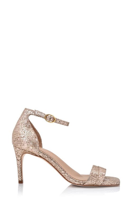 Joan Oloff Simone Sandal In Champagne Metallic Snake