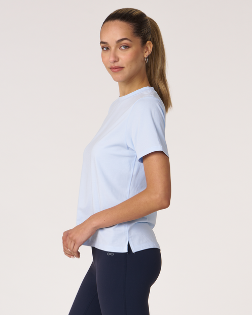 Rebody Active Rebody Essentials Short Sleeve Top In Baby Blue