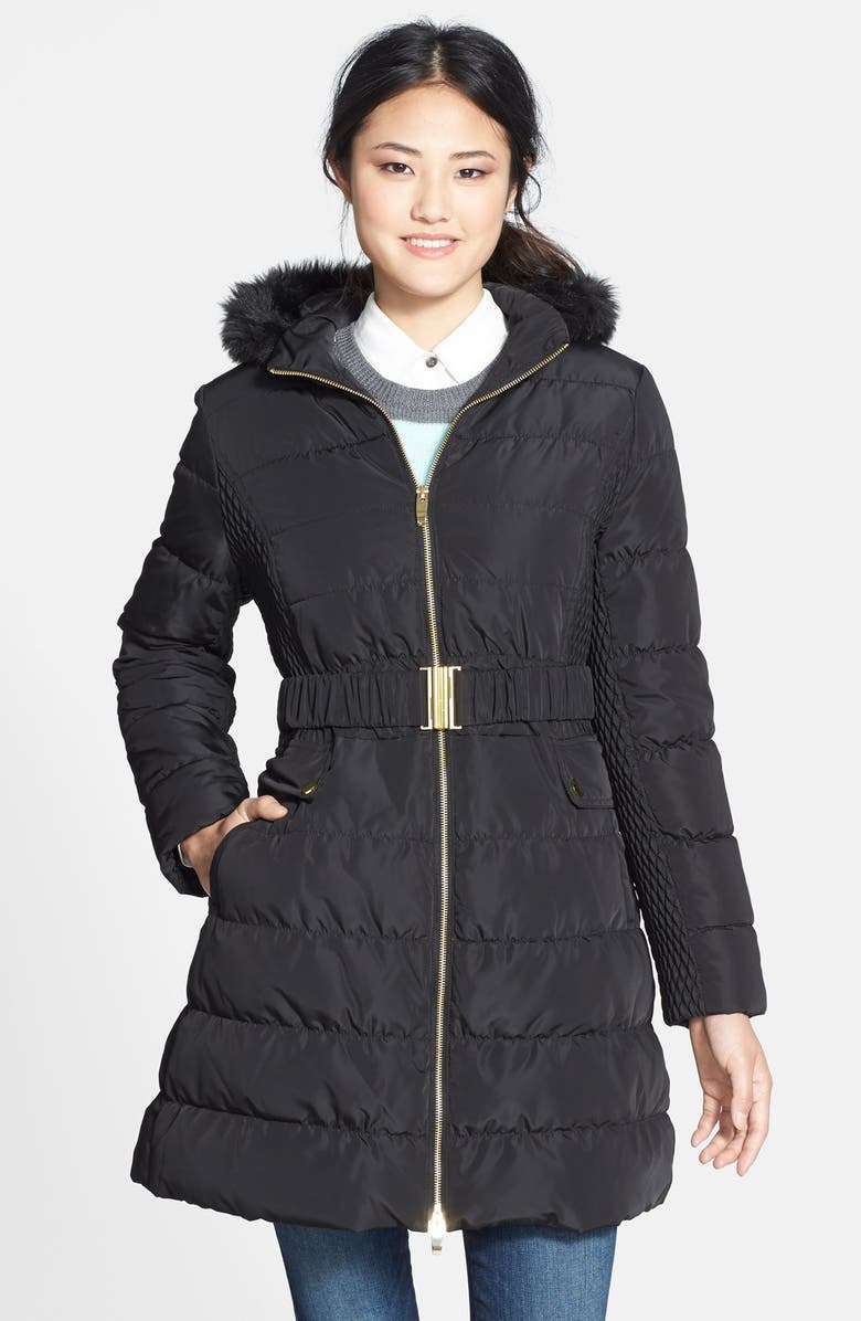 Via Spiga Faux Fur Trim Hooded Down & Feather Coat (Online Only ...