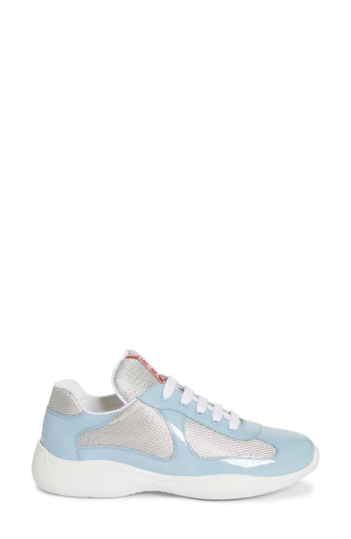 Prada Multicolor Leather And Fabric America's Cup Sneaker 25s In Celeste