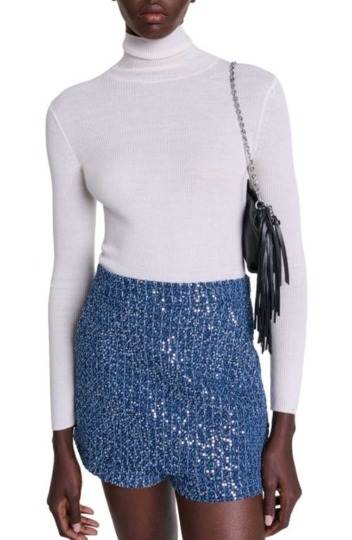 Maje Tweed Illusion Shorts In Blue Silver