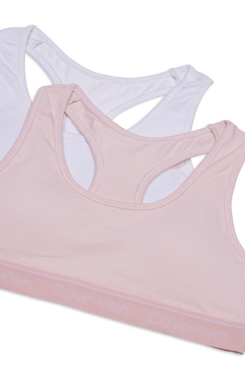 Shop Calvin Klein Kids' Assorted 2-pack Racerback Bras In Crystal Pink/white