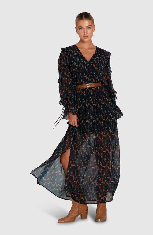 Belle & Bloom Come As You Are Floral Maxi Dress In Navy