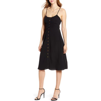 Codexmode Button Front Tie Back Dress, Black