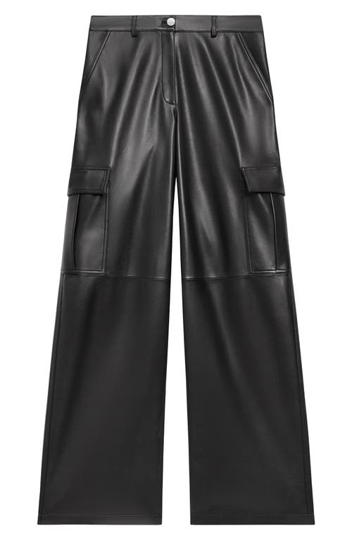 Shop Theory Leather Cargo Pants In Black