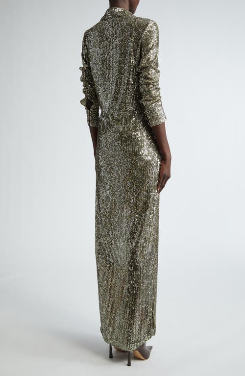 Shop St John St. John Collection Sequin Embroidered Long Sleeve Shirtdress In Olive