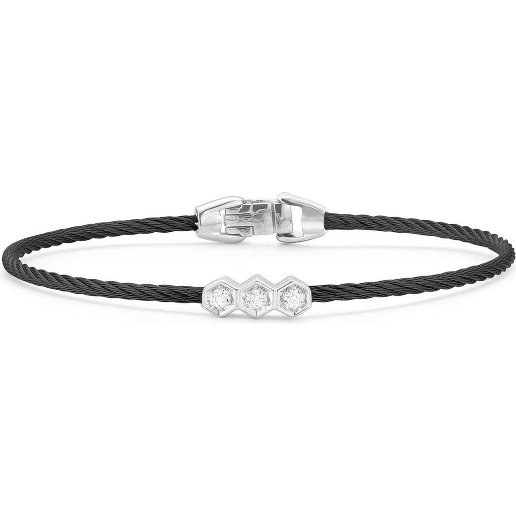 Alor® 18k White Gold & Black Stainless Steel Diamond Pendant Bracelet