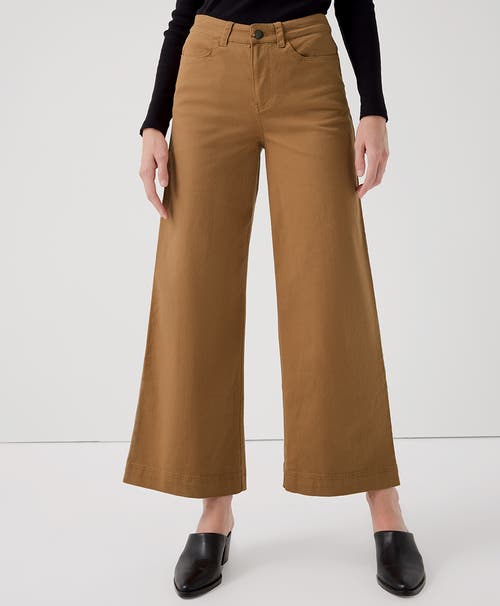 Shop Pact Organic Stretch Twill Denim Wide Leg Pant In Camel