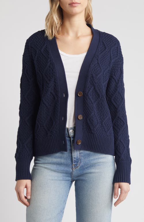 Shop Caslonr Caslon(r) Diamond Cable Knit Cardigan In Navy Blazer