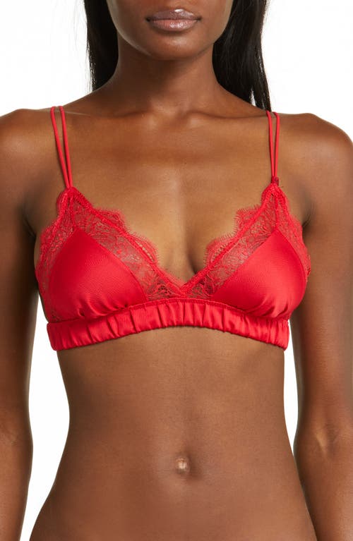 Love Stories Lace Satin Bralette Red at Nordstrom,