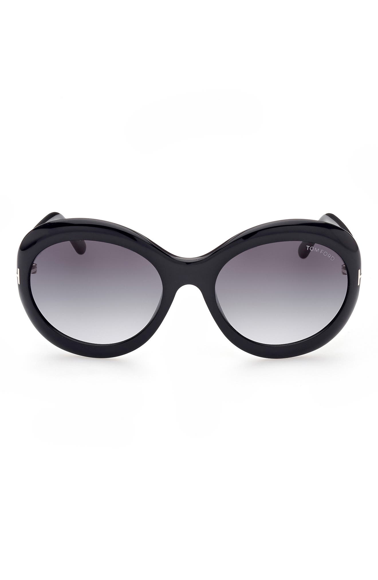 Tom Ford 60mm Polarized Round Sunglasses in Sblk/Smkg | Smart Closet