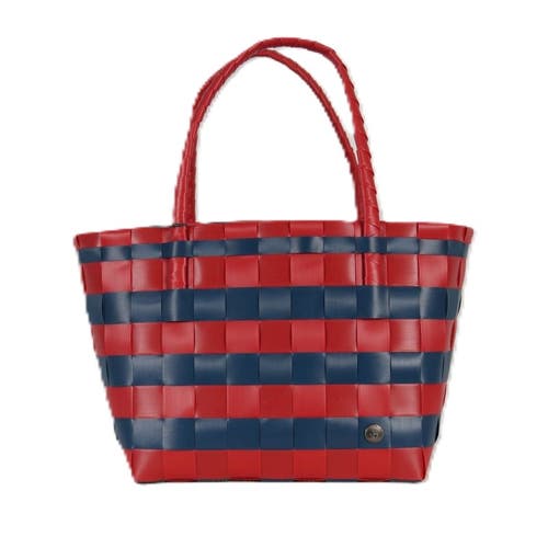 Handed By Paris Spirit Recycled Tote Bags In Ocean Blue/chili Red