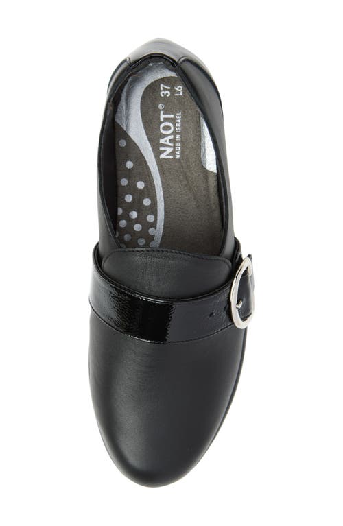 Naot Viscol Monk Strap Loafer In Jet Black/ Crinkle Patent