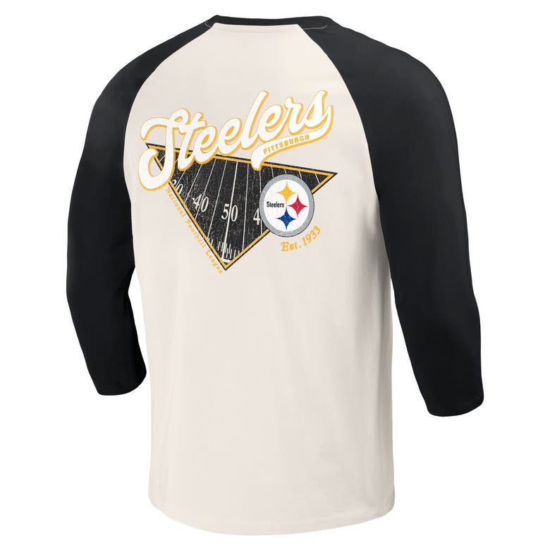 Shop Darius Rucker Collection By Fanatics Black/white Pittsburgh Steelers Raglan 3/4 Sleeve T-shirt