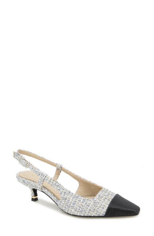 Kenneth Cole Martha Slingback Cap Toe Kitten Heel Pump In Grey Fabric