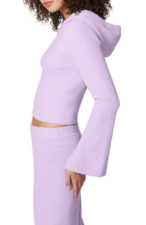 Florence By Mills Cozy Crop Zip Sweater Hoodie In Purple