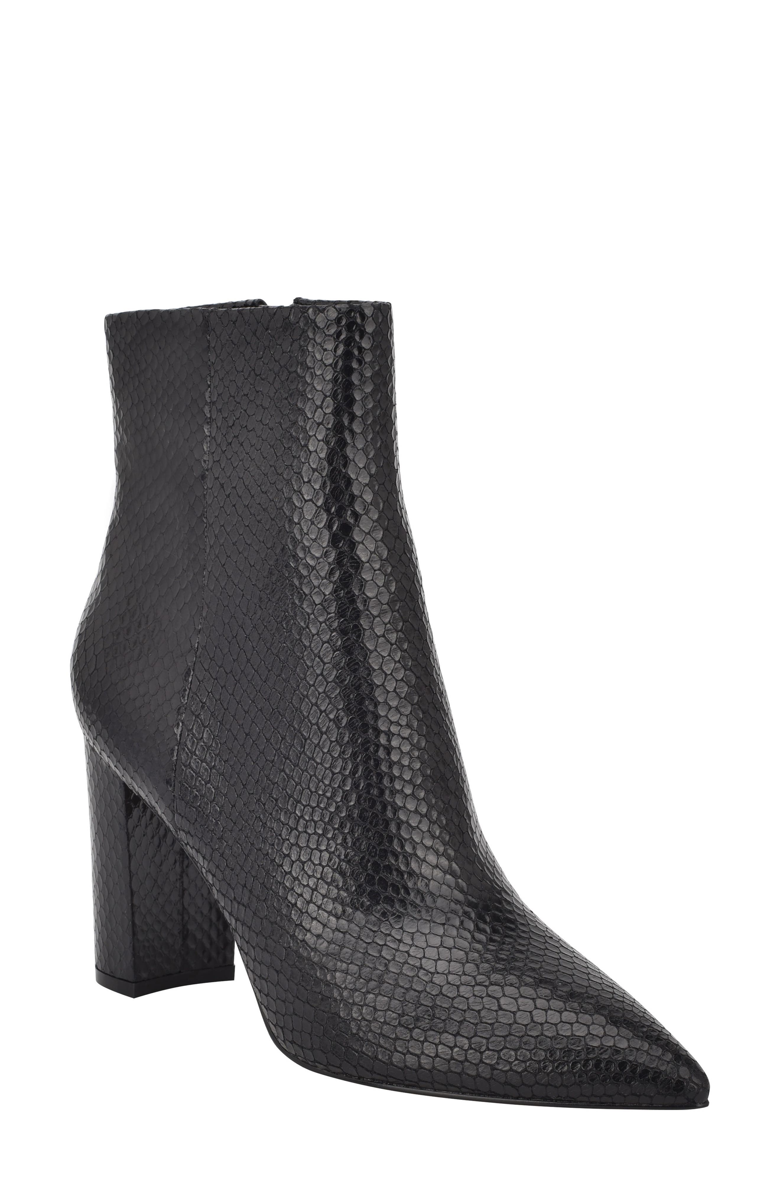 Marc Fisher Ltd Ulani Embossed Pointed Bootie In Black Snake Print