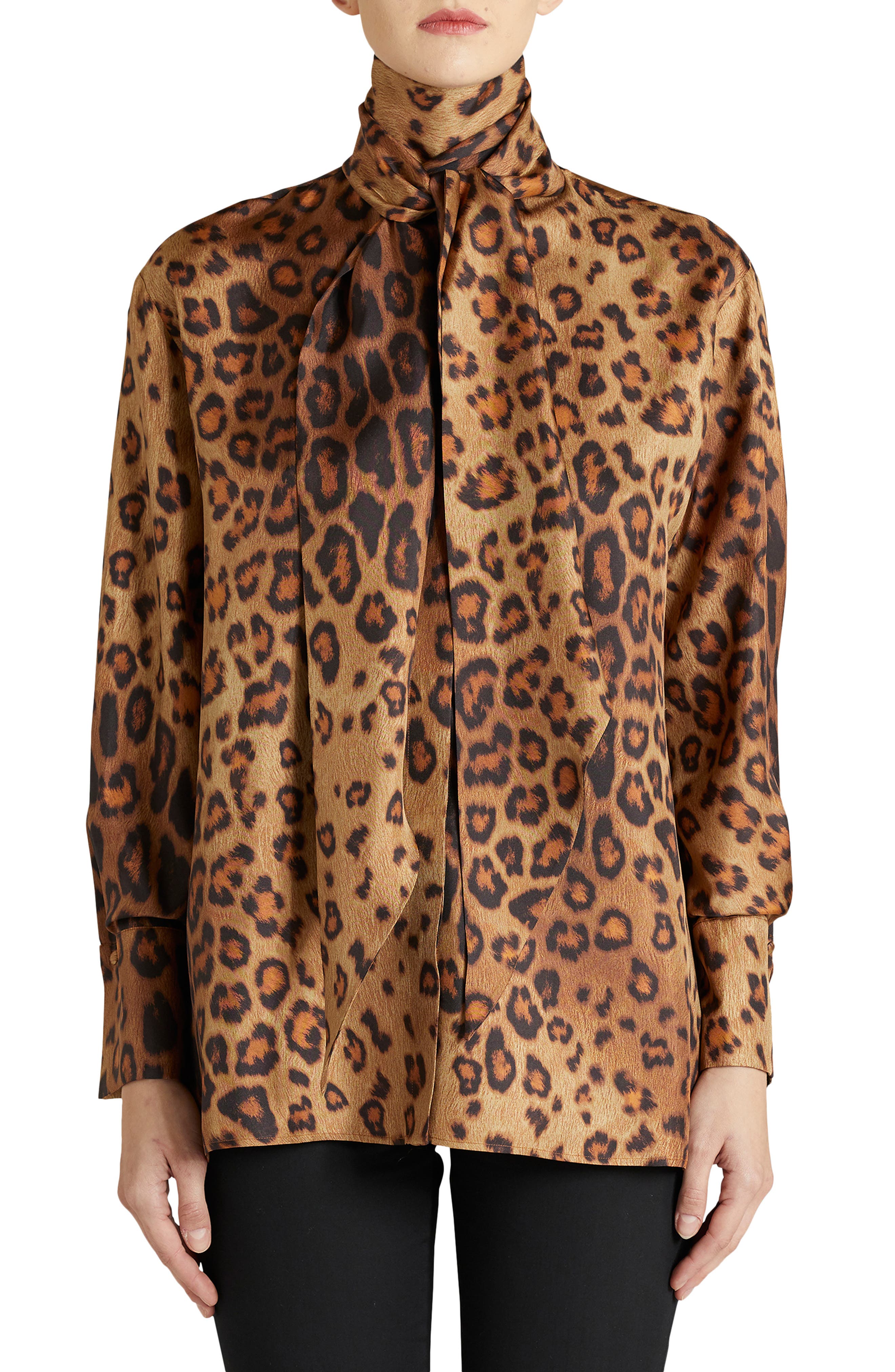 cheetah print silk blouse