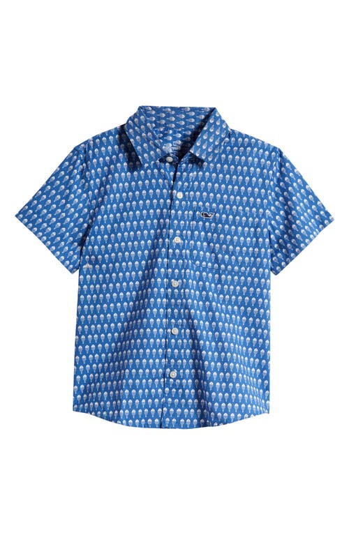 VINEYARD VINES VINEYARD VINES KIDS' FISH PRINT SHORT SLEEVE COTTON MADRAS BUTTON-UP SHIRT 