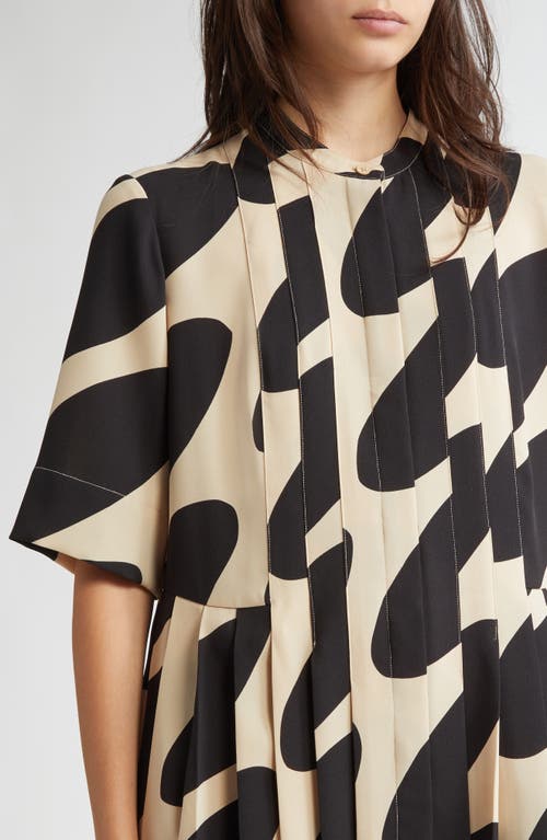 Shop Marimekko Pliitti Linssi Button Front Midi Dress In Brown Black