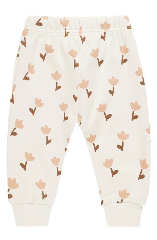 Shop Quincy Mae Tulip Print Cotton Joggers In Ivory