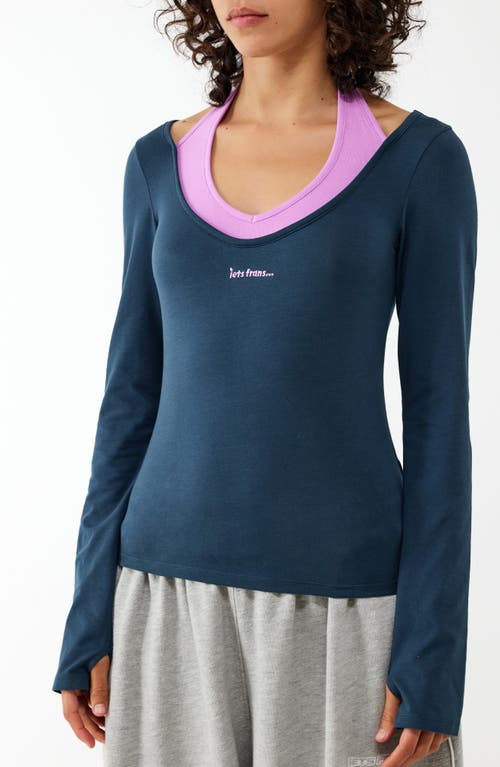 Shop Iets Frans Gigi Layered Stretch Cotton T-shirt In Navy/pink