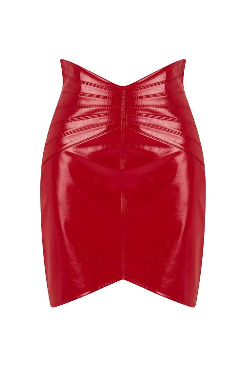 Shop Nocturne Faux Patent Leather Mini Skirt In Red