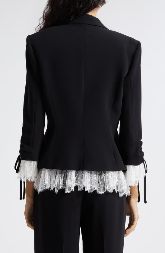 Shop Cinq À Sept Le Petit Roxie Crystal & Imitation Pearl Detail Jacket In Black/ Ivory