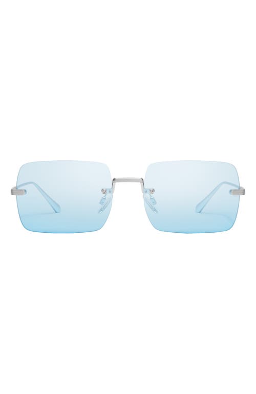 Quay Australia Ttyl 53mm Gradient Rimless Sunglasses In Silver/blue Iridescent