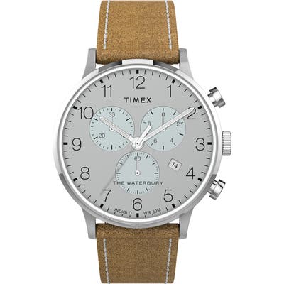Timex Waterbury Classic Chronograph Leather Strap Watch, 40Mm