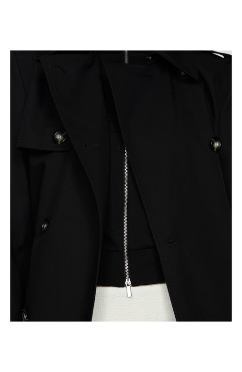 Shop Mango Double Breasted Cotton Trench Coat In Black