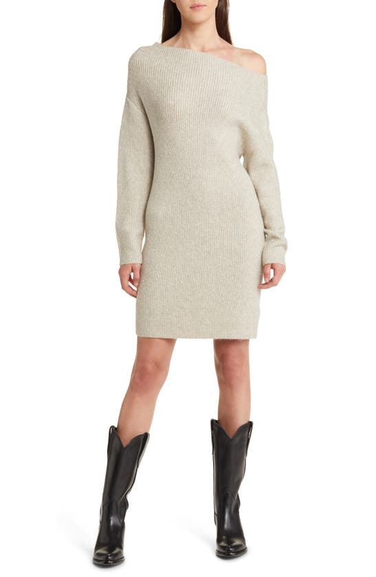 TREASURE & BOND ONE-SHOULDER LONG SLEEVE RIB SWEATER DRESS