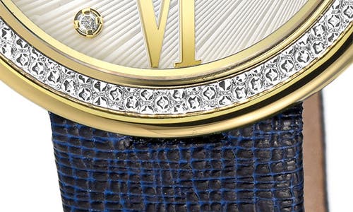 GEVRIL GV2 PERUGIA DIAMOND LEATHER STRAP WATCH, 33MM