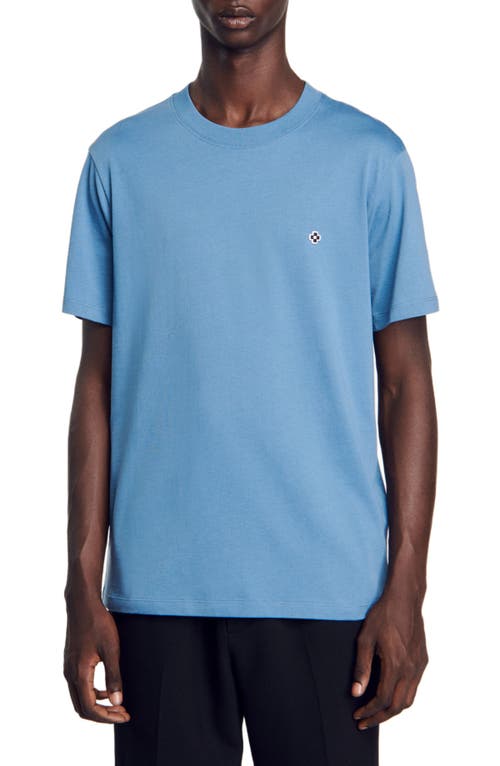 Shop Sandro T-shirt With Square Cross Patch In Blue Jean