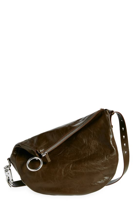 Burberry Medium Knight Asymmetric Crinkle Leather Shoulder Bag In Brown