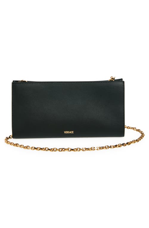 Shop Versace Medusa 95 Leather Clutch In Black- Gold