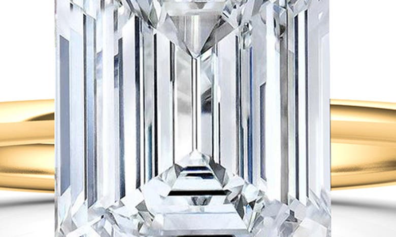 Hautecarat 18k White Gold Emerald Cut Lab Created Diamond Engagement Ring In 18k Yellow Gold